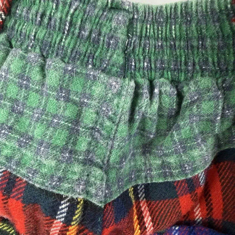 Petit Boy Plaid Flannel Retro Pants 12 Months Made in France PBOY Lined Baby Red